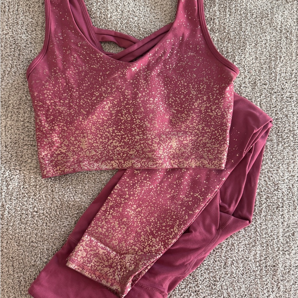 Marika Pink and Cream Sports Bra and Leggings Set